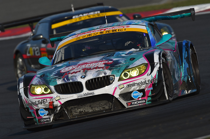 GT300 class winner is the GOODSMILE HATSUNE MIKU Z4