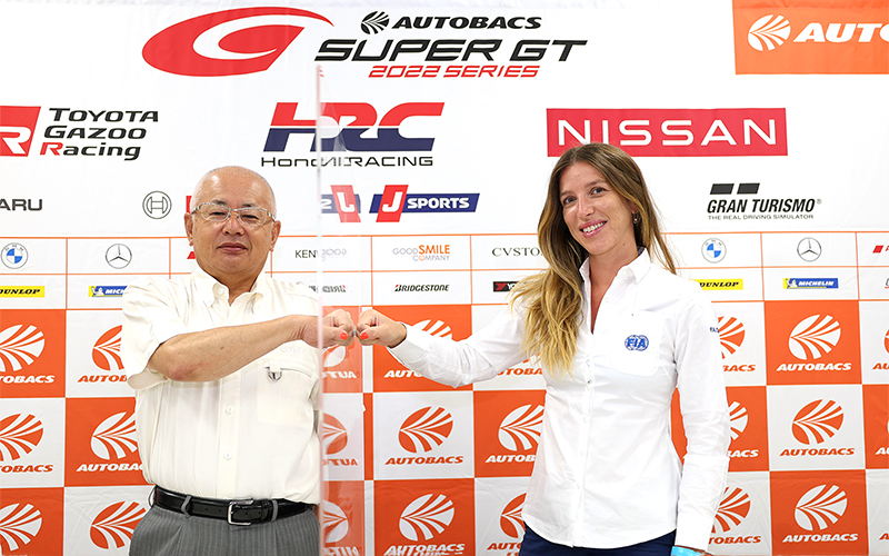 【GTA Regular Press Conference: Rd.5 Suzuka】 FIA's Meriaux introduced by GTA Chairman Bandoh during her Japan visit.